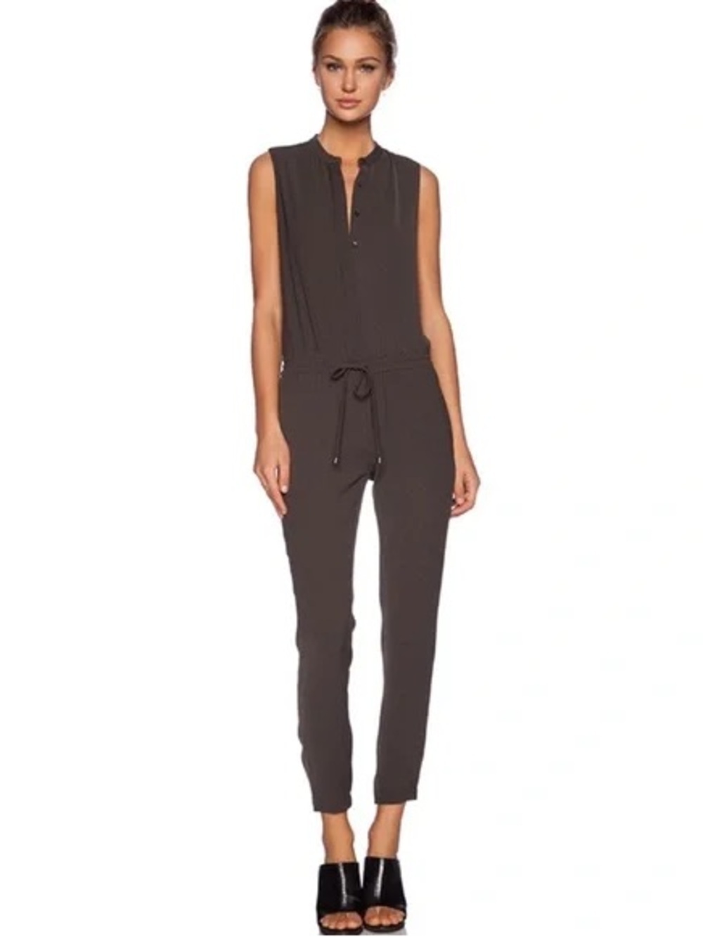 Vince Olive Sleeveless Drawstring Jumpsuit 4